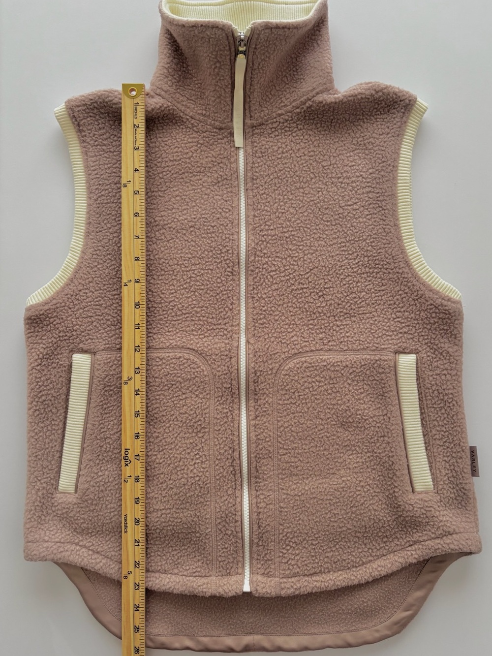 Varley Blush Pink Sherpa Vest with Cream Trim - Picture 6 of 9